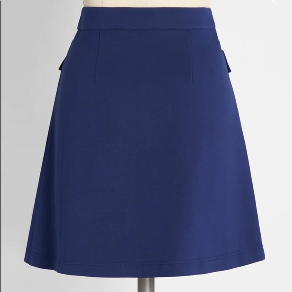ModCloth Blue Ponte A Line Skirt NWT Blue - Picture 2 of 13